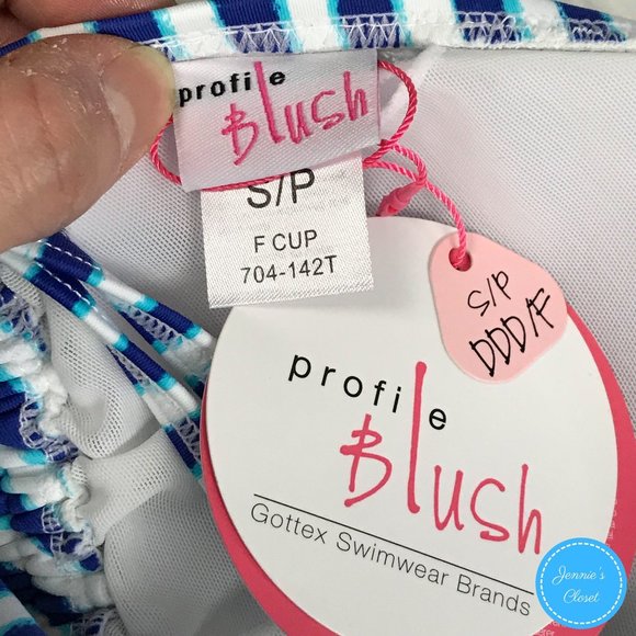 Profile Blush Gottex Navy Stripe Halter Bikini Top - Picture 14 of 16